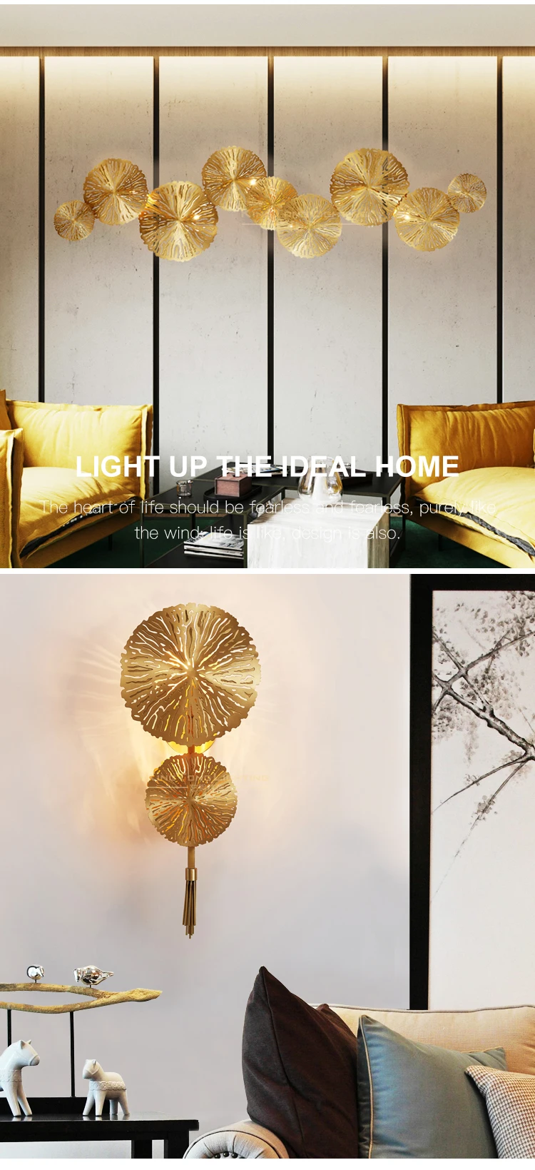 Antique Gold Finishing Brass copper Wall Lamp for Home Hotel Decoration