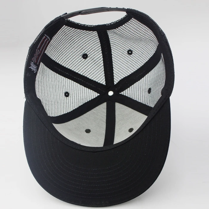 Flat Bill Mesh Snapback Trucker Hat,Distressed 6 Panel Mesh Cap ...