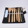 Bamboo travel utensils set custom reusable outdoor camping travel cutlery set with case
