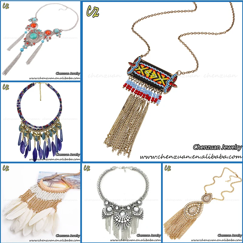 Fashion women Boho gold long necklace jewelry gold tassel necklace vintage