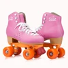 Leather upper LED light up PU wheels professional quad roller skates for indoor skating rink rental