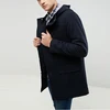 bulk wholesale clothing wool duffle toggle plain black fixed hooded men coat
