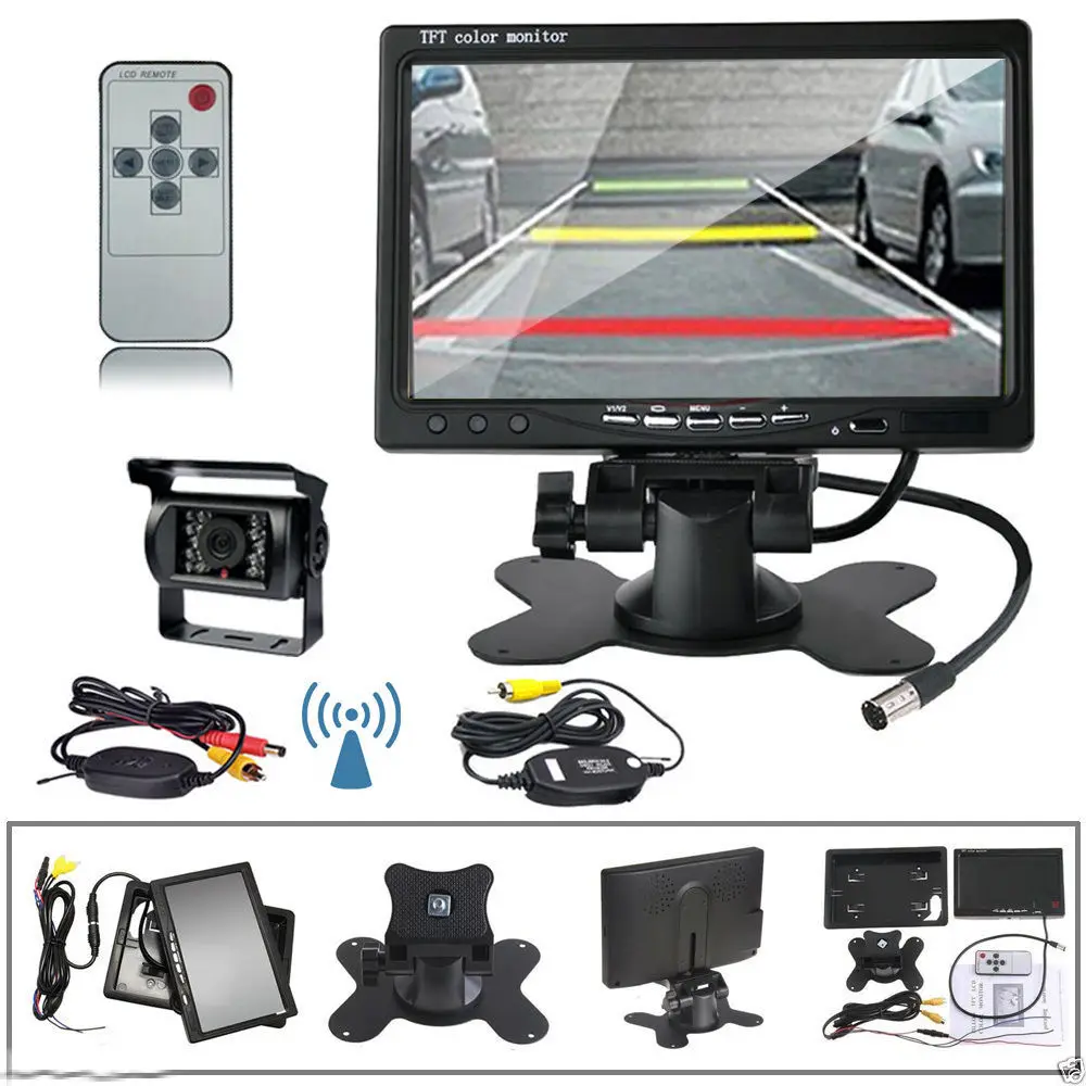 c/ámara de visi/ón trasera Visi/ón nocturna para RV // Bus // Caravana // Camper Sin l/ínea de distancia Camecho Car Backup System 7 TFT monitor