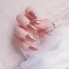 Mirror Silver False Nail art OEM STILETTO Point Metallic Acrylic Nail Tips 24pcs/kit Easy for Daily wear