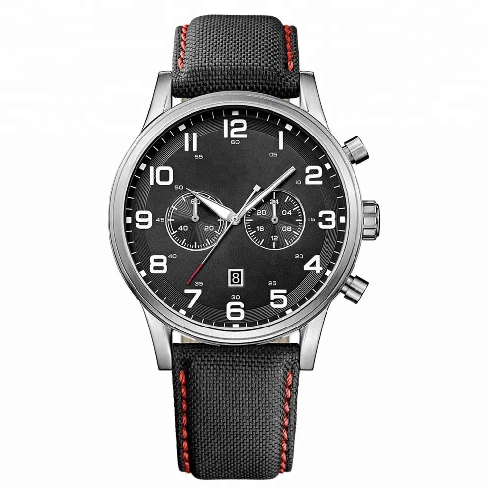 Black Face Brown Leather Strap Chronograph Watches Men Wrist Luxury Buy Watches Men Wrist