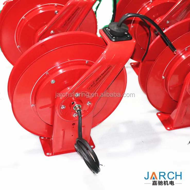 Retractable Ethernet Cat5 Cat6 DMX cable reel for a hanging LED screen cube