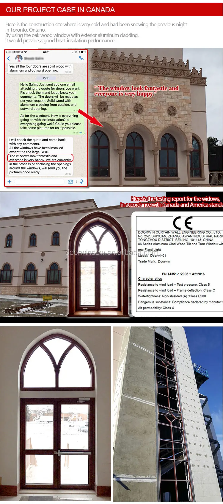 Cheap Factory Price arched storm windows sash window church for sale