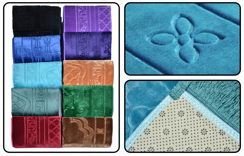 Plain portable islamic thick prayer rug