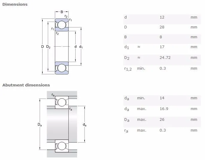 深槽结构 skf 球轴承 6001zz 6001z