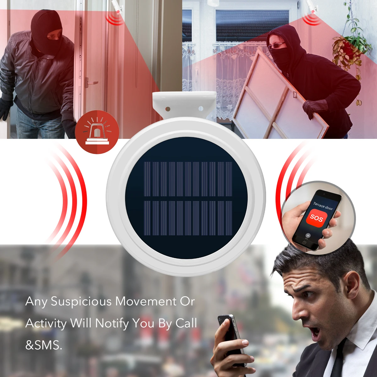 2019new Upgrade Waterproof Outdoor Gsm Solar Alarm System,Wireless Infrared Detector Burglar