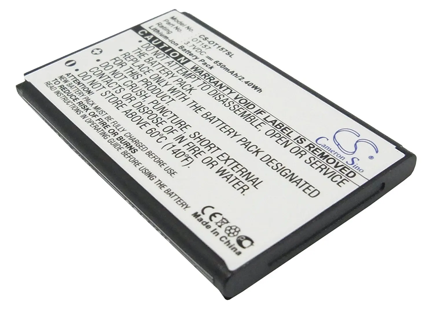 Get Quotations · VINTRONS Rechargeable Battery 650mAh For Alcatel OT-E157, OT157
