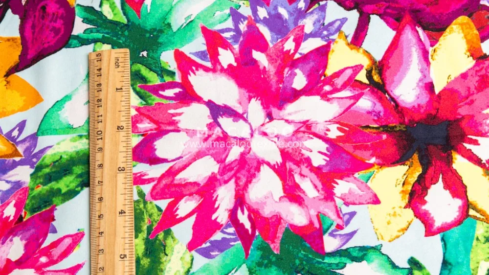 Flower printed cotton spandex knit customized printing fabric