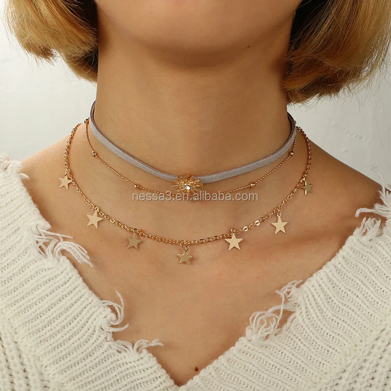 Fashion Gold Star Necklace Wholesale NSYG-0213