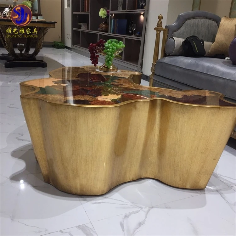 Manufacturer supplier rotating glass marble and granite top chinese tea table