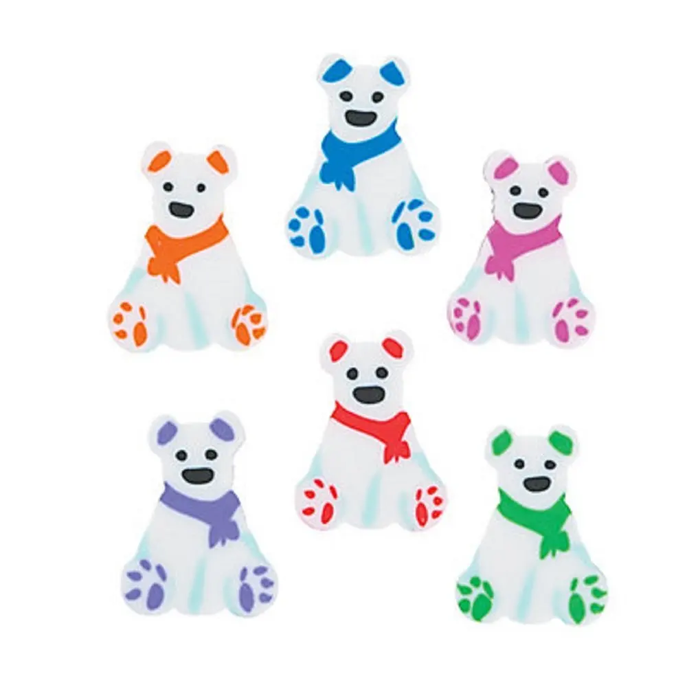 144 (1 Gross) ~ Polar Bear Mini Erasers ~ Approx. 1/2" X 3/4" (Small) ~ New ~ Holiday Stocking Stuffers, Table Sprinkles