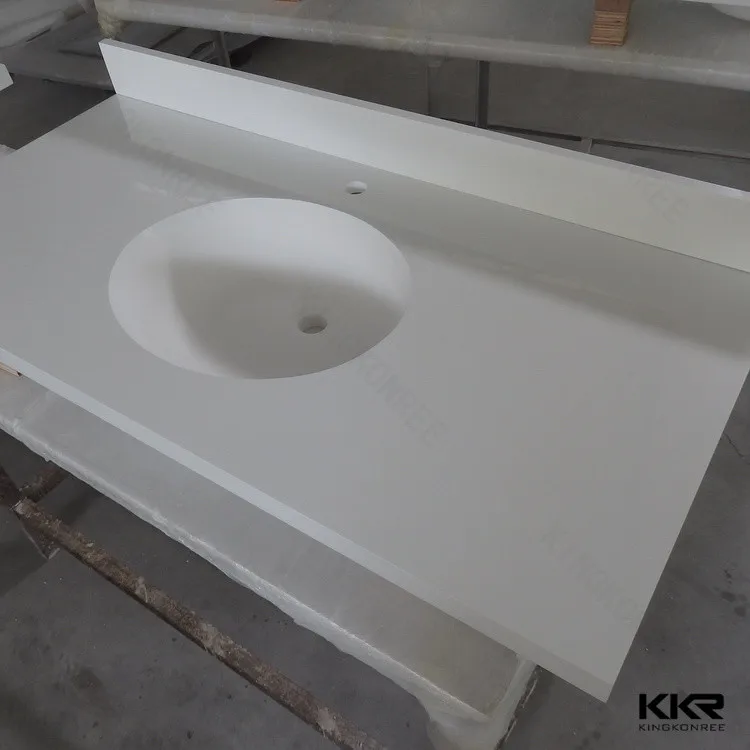 Counter Top Acrylic Molded Integrated All In One Bathroom Sink And