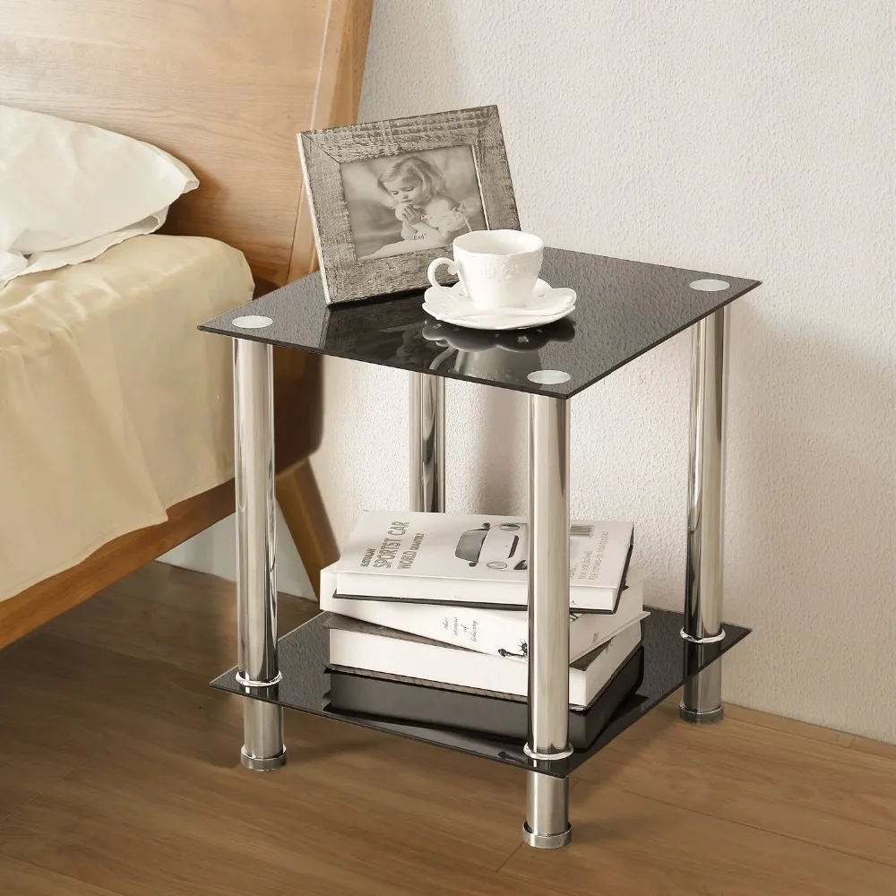 End Table Sofa Table Night Table With Tempered Glass Shelves Buy Bedside Table Product On Alibaba Com