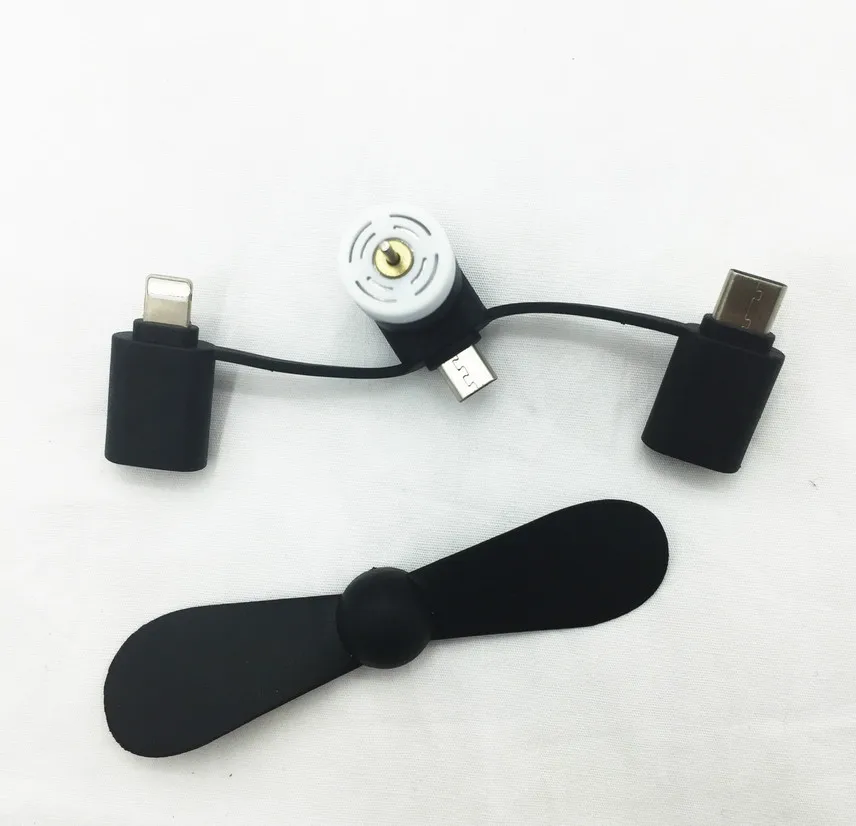 3 In 1 Type c Fan Portable Mobile Phone Usb Mini Fan For Iphone For