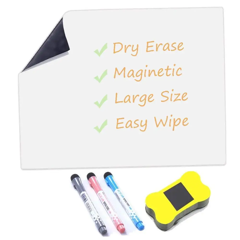 Drywipe Magnet Whiteboard Kitchen Office Memo Notice Board Large A3 Meal Daily Planner CKB LTD/® COLOUR SHOPPING Magnetic Fridge Board With Marker White Board /& Pen