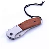 Fast open wood handle pocket knife Folding Survival With sand light Knives