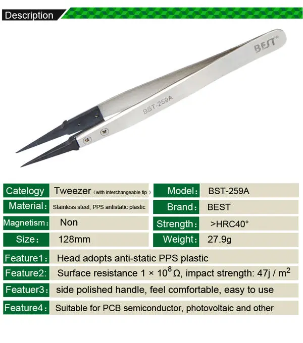 BEST-259A ESD replaceable plastic tipped tweezers for electronic repair.jpg