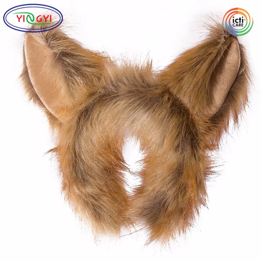 F276 Lifelike Animal Costume Ears Headband Tail Set Zoo Animal Party