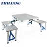 High quality suitcase foldable aluminum folding picnic camping outdoor table attached chair