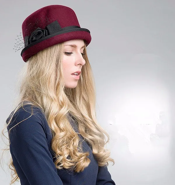 Fashion Women Bowler Hat China Wholesale Wool Felt Formal Lady Bowler