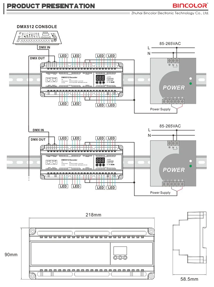 Dmx512 1990 Digital Signal To Pwm Signal 40ch Din Rail Dmx512 Decoder