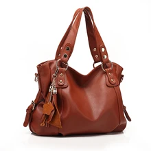 New Fashion Designer Genuine Leather&PU Leather Handbag Women Messenger Bag Tassel Shoulder Bag Crossbody 3 Color Free Shipping