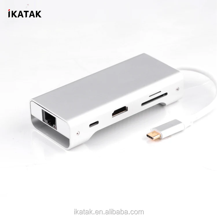 2019 New Arrivals Sink Heat Design 7 in 1 Adapter HDMI RJ45 USB3.0 TF SD card Reader USB Type-C Hub