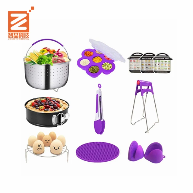 
Purple Pressure Cooker Pot Accessories fits Instapot 6,8 Qt include Steamer Basket, Springform Pan, Egg Steamer Rack and etc 