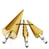 Tin coated 3pcs HSS 6542, 4241 step drill bits set in wood box packing