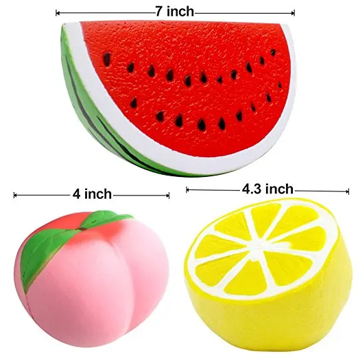 China Factory Wholesale DIY Game Toys Squishy Peach/Lemon/Strawberry Customized Package Squishy Fruit Set
