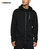 Plus Size Black New Design Cool Super Soft Thick Zip Up Black Side Zipper Hoodie Jacket Men