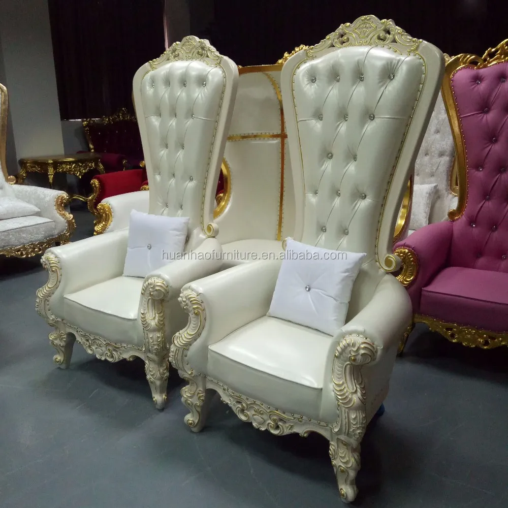 High Grade Hotel Furniture Antique Wedding Queen Wedding Gold Royal King Throne Chair For Sale