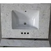 Solid surface white faux marble prefab bathroom vanity countertop