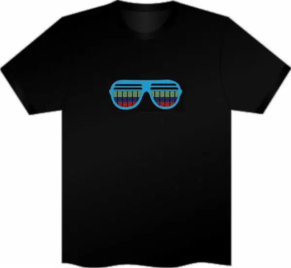 Custom Light Up el t-shirt sound activated /led sound t-shirt