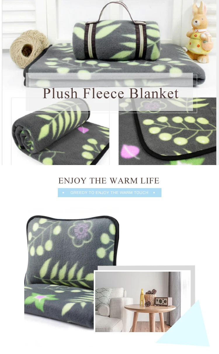 Factory sale cheap price new design printed plush fleece 2 in 1 pillow blanket
