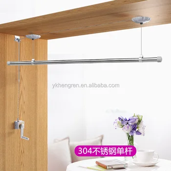Balcony Semi Automatic Ceiling Clothes Drying Rack Single Rod Hanger Buy Hanger For Drying Clothes Ceiling Mounted Clothes Hanger Single Pole