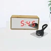 Large LED mirror display digital Bamboo/Wooden table snooze clock with triple alarm setting