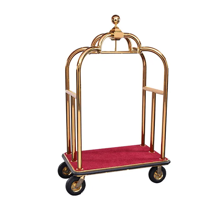 2018 New Luxury Hotel Bellman Golden Crown Stainless Luggage Cart - Buy ...