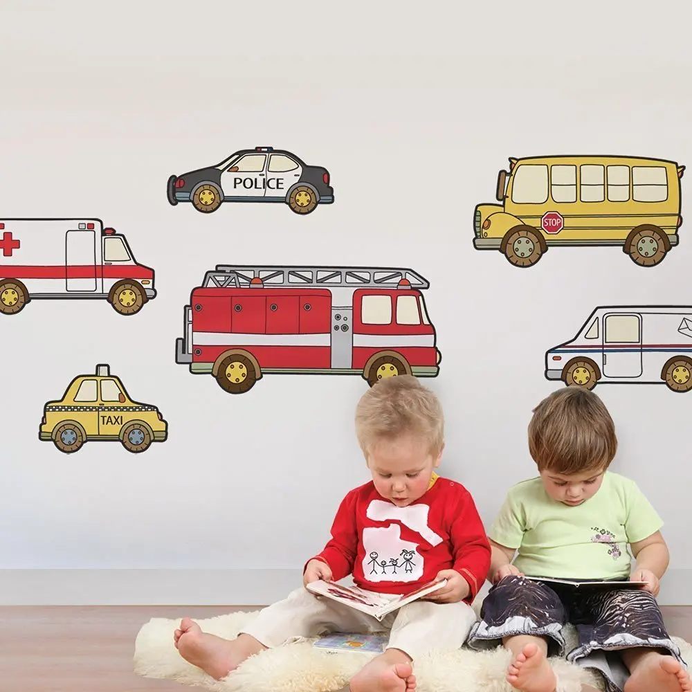 Emergency and Service Vehicle Wall Sticker - Peel and Stick - by Simple Shapes