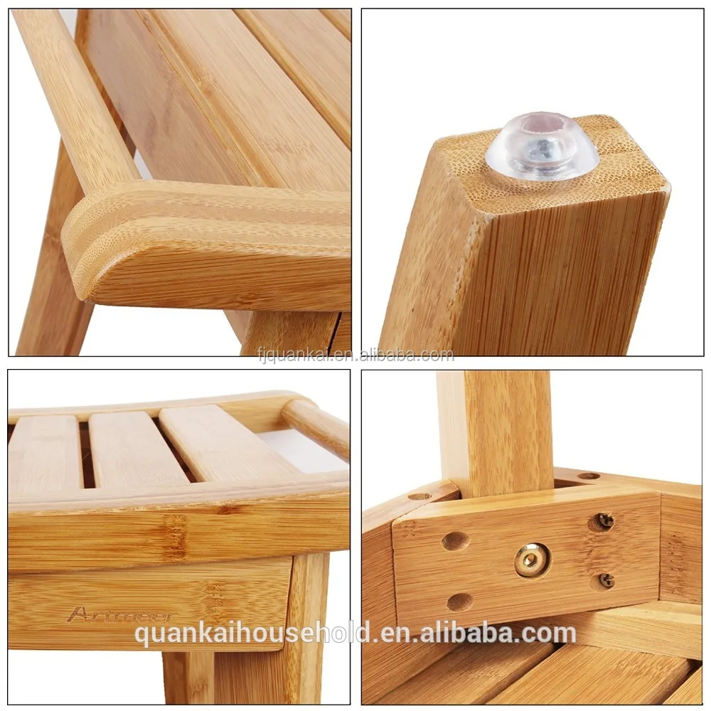 Shower Seat Bench With Towel Hanger Bathroom Spa Bath Organizer Stool