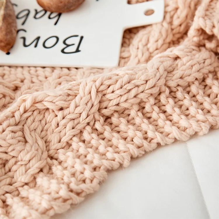 Classic Design Big Chunky Cable Knit Blanket Throw With Tassel Buy