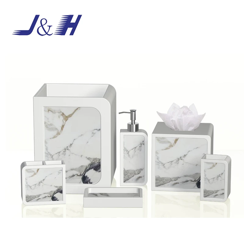 Hotel Polyresin Bathroom Set Accessories,Marble Effect Bathroom