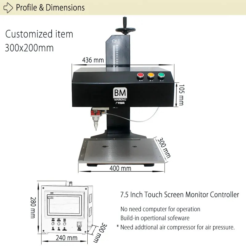 Special Aluminium Die Casting Pneumatic Dot Pin Marking Machine