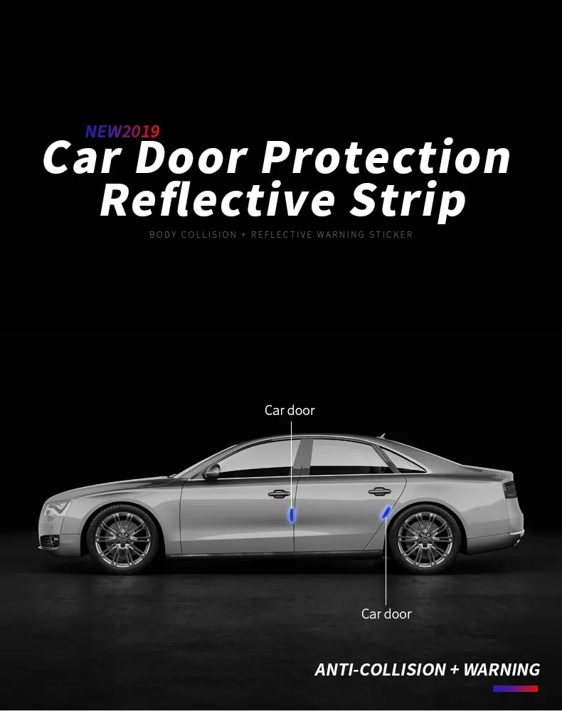 Car Reflective Strip Anticollision Warning Sticker Safety Mark Side