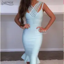 2016 women summer dress khaki black dark blue sky blue bandage dress wholesale sexy party Fishtail dress culb dress runway