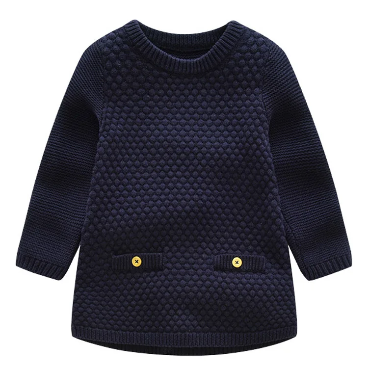 OEM ODM Factory Wholesale cotton knit dot knit navy pocket baby girl fairy dress girls dresses